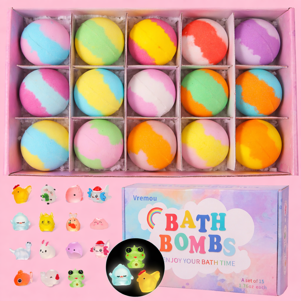 Childrens Surprise Bath Salt Balls with Hidden Toys